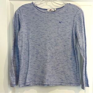 EUC Vineyard, vines performance, blue and white striped long sleeve shirt Sz. 14